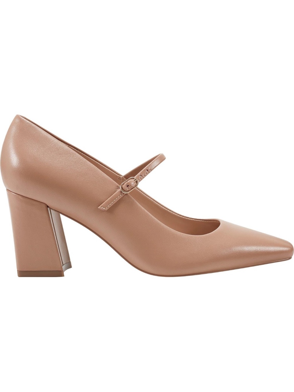 Marc Fisher LTD Vanderly Nude Genuine Leather Mary Jane Pointed Toe Heels NEW